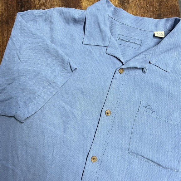 Tommy Bahama Other - Tommy Bahamas XL IslandZone Silk Blend Blue Bermuda Shirt Blue Golf‎ Wood Button